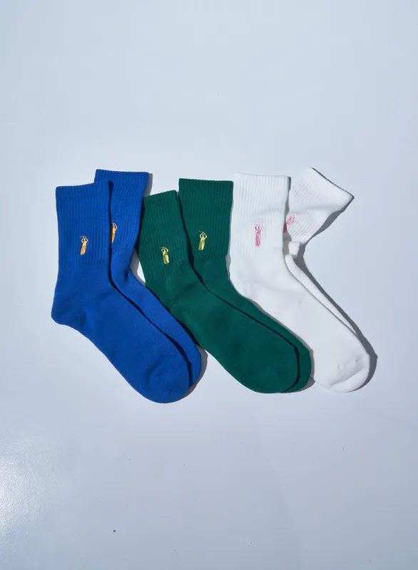 SJKS24-ORG Embroidered Organic Cotton Socks sold by Samurai Jeans