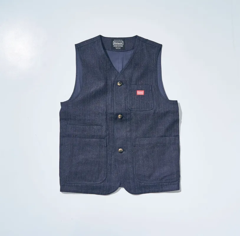 SWCVT24-HB HERRINGBONE VEST sold by Samurai Jeans