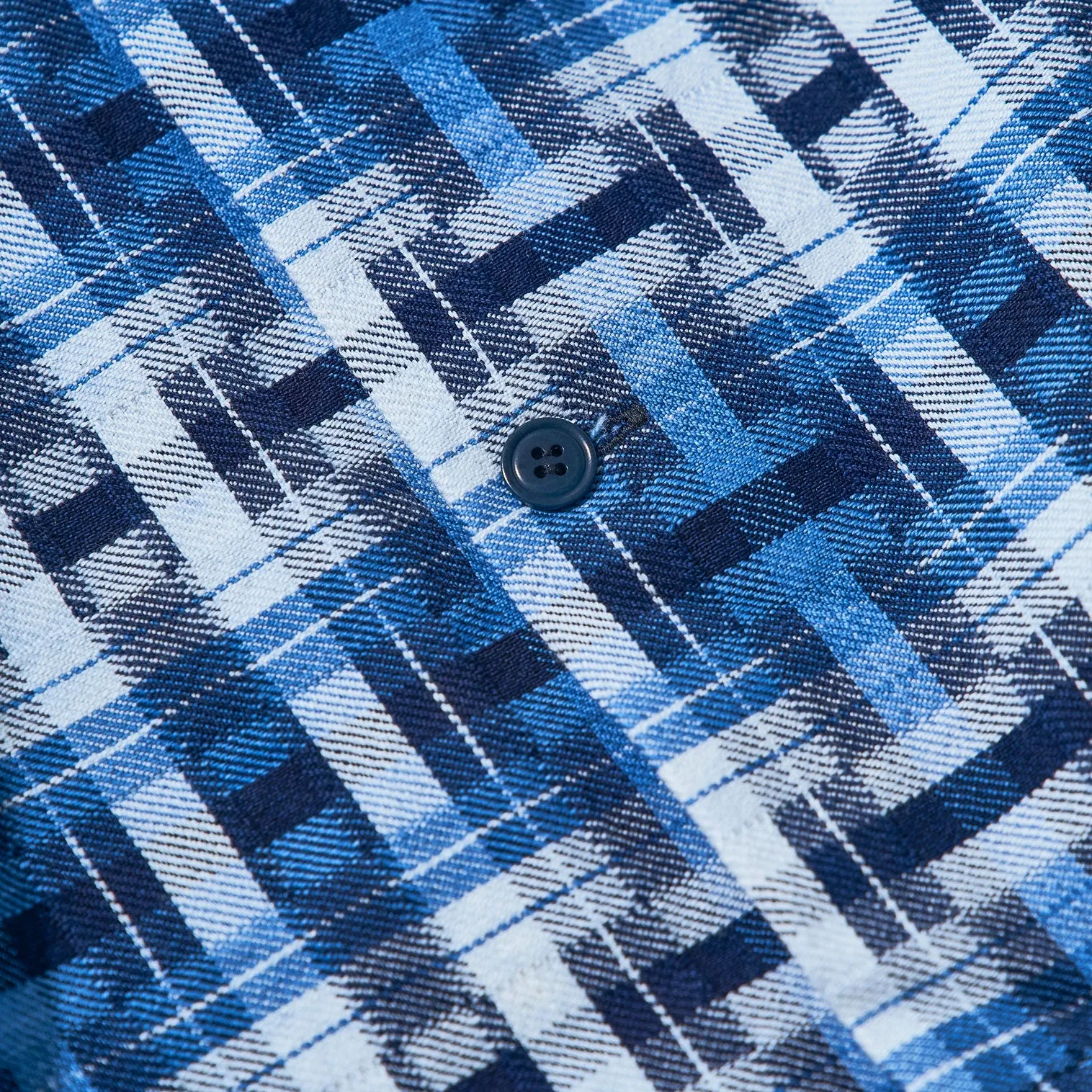 SOS24-S01 INDIGO BROKEN LATTICE SHORT SLEEVE OPEN COLLAR SHIRT sold by Samurai Jeans product image thumbnail 4