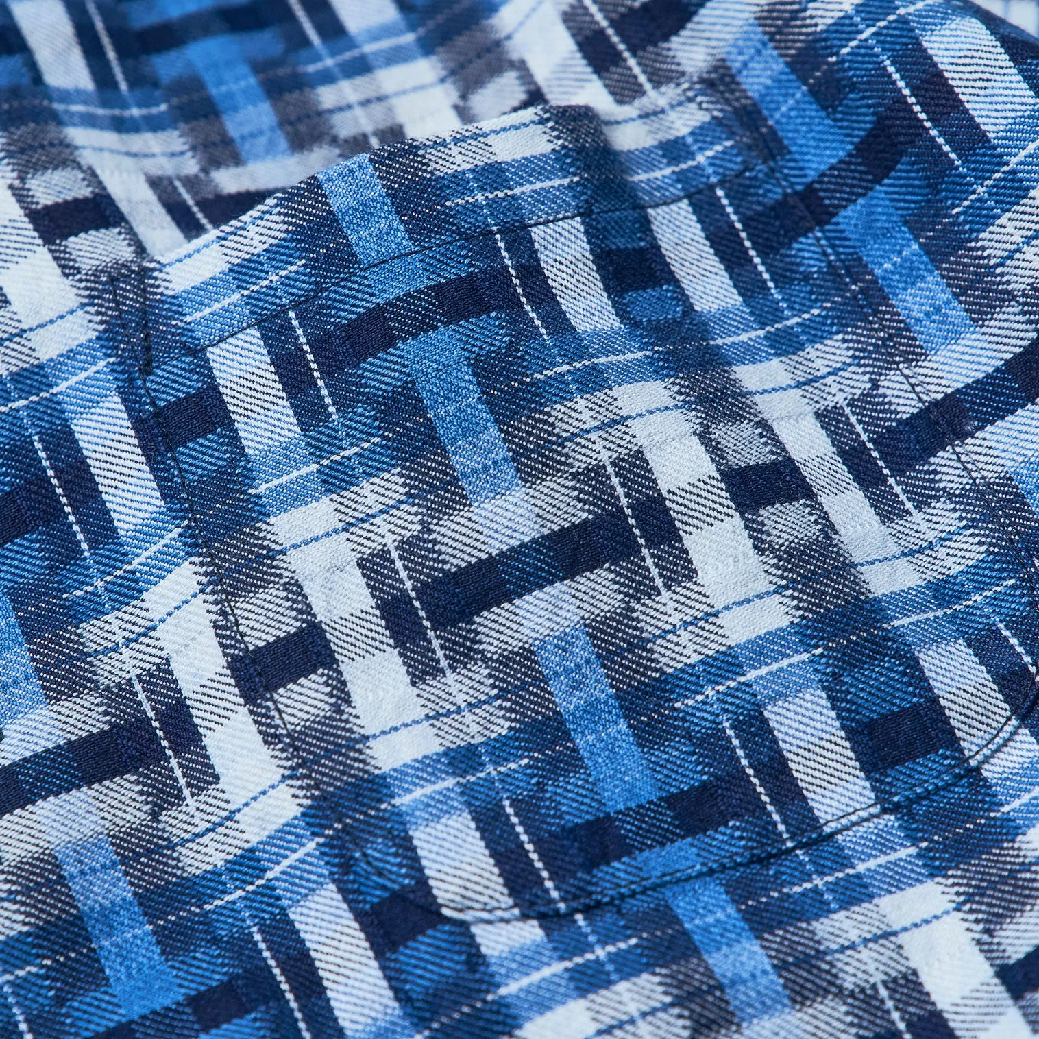 SOS24-S01 INDIGO BROKEN LATTICE SHORT SLEEVE OPEN COLLAR SHIRT sold by Samurai Jeans product image thumbnail 3