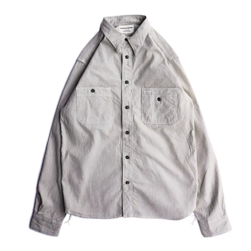 SJCBS23 Twisted Heather Selvedge Chambray Shirt made by Samurai Jeans