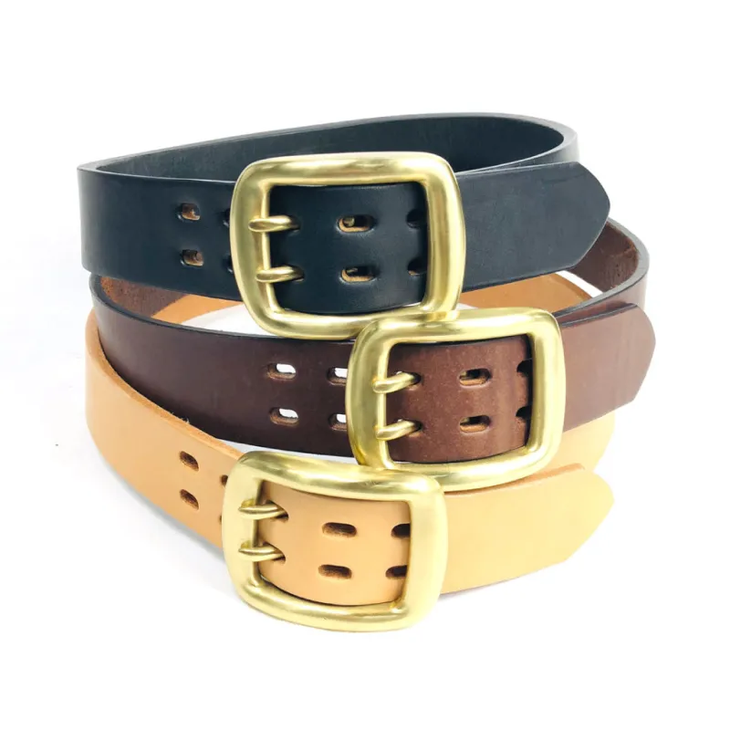 W001-WP  Double Pin Heavy Curved Belt made by Samurai Jeans