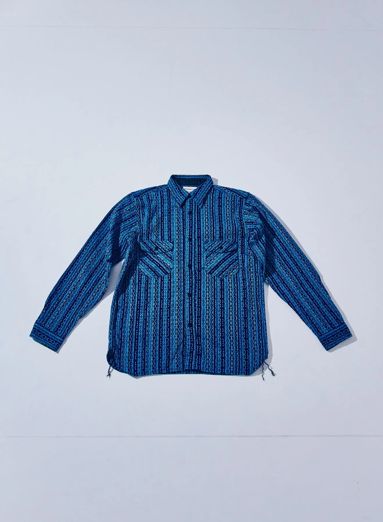 SSS25-SKS Indigo Sashiko Stripe Shirt sold by Samurai Jeans