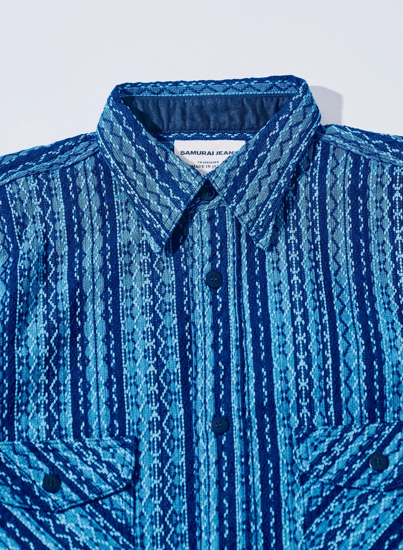 SSS25-SKS Indigo Sashiko Stripe Shirt sold by Samurai Jeans product image thumbnail 2