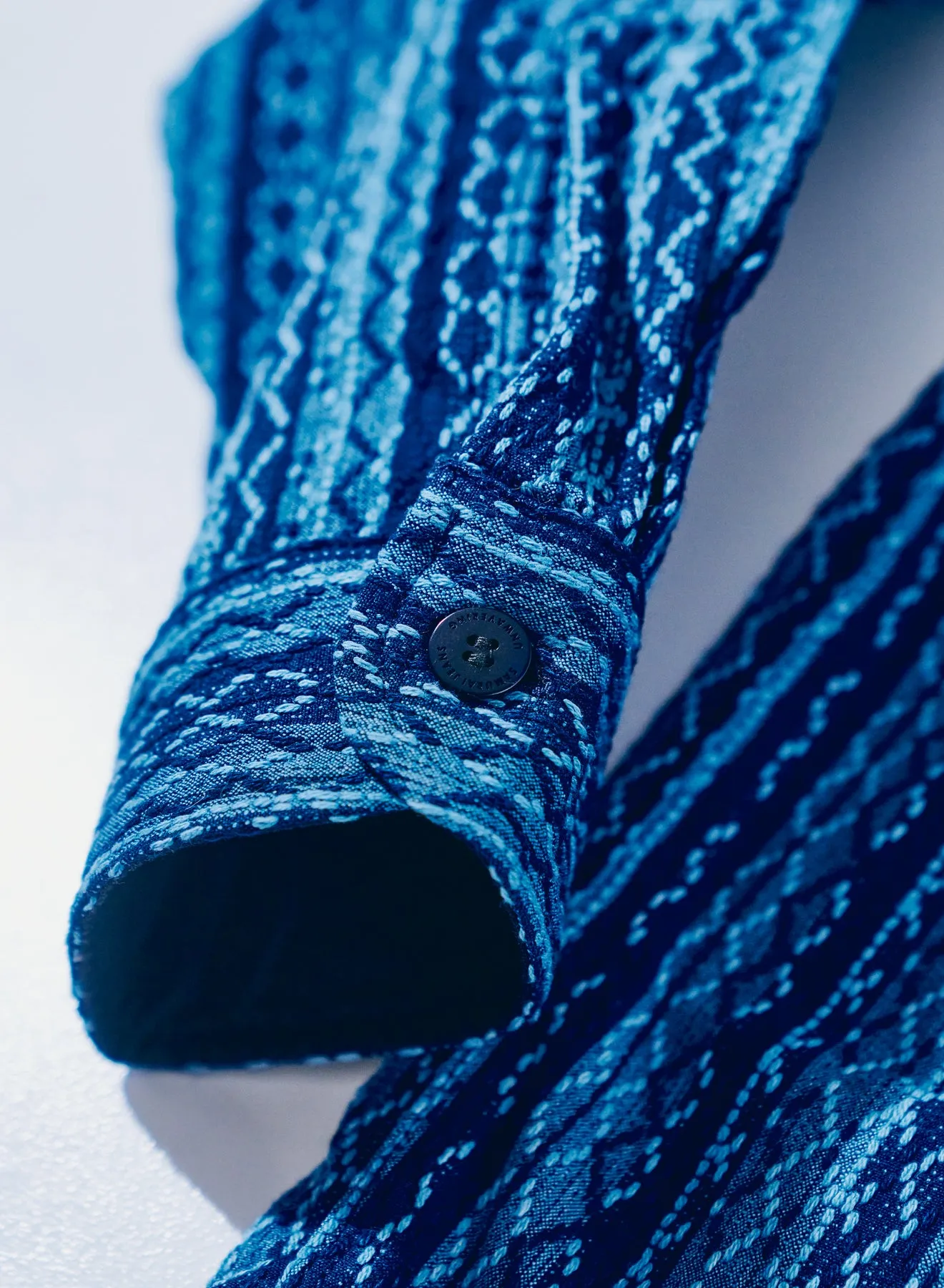 SSS25-SKS Indigo Sashiko Stripe Shirt sold by Samurai Jeans product image thumbnail 5