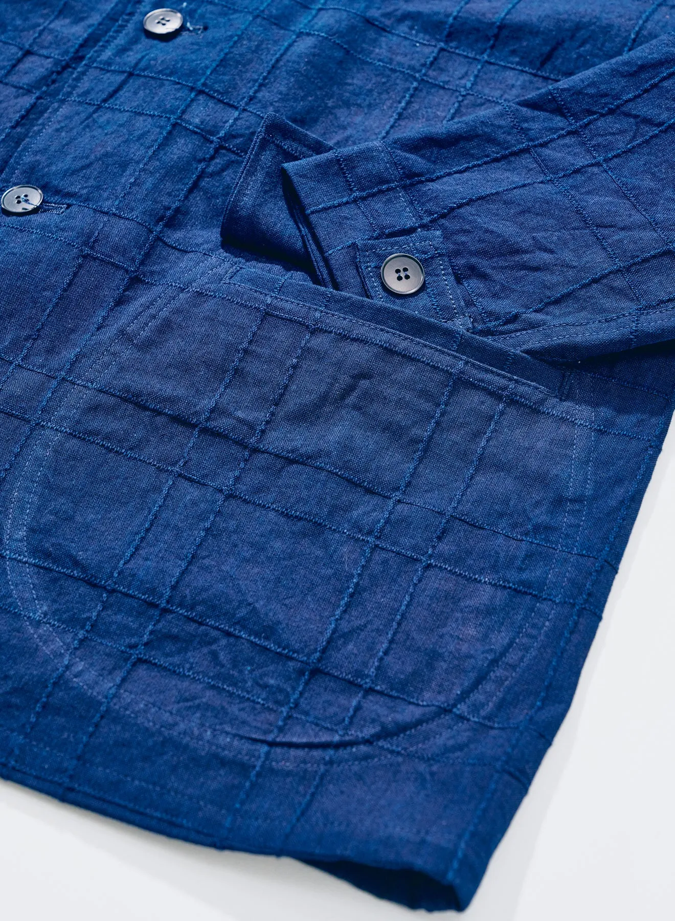 SJSJK26-ARS (Indigo Sashiko Lattice Dobby Jacket) sold by Samurai Jeans product image thumbnail 3