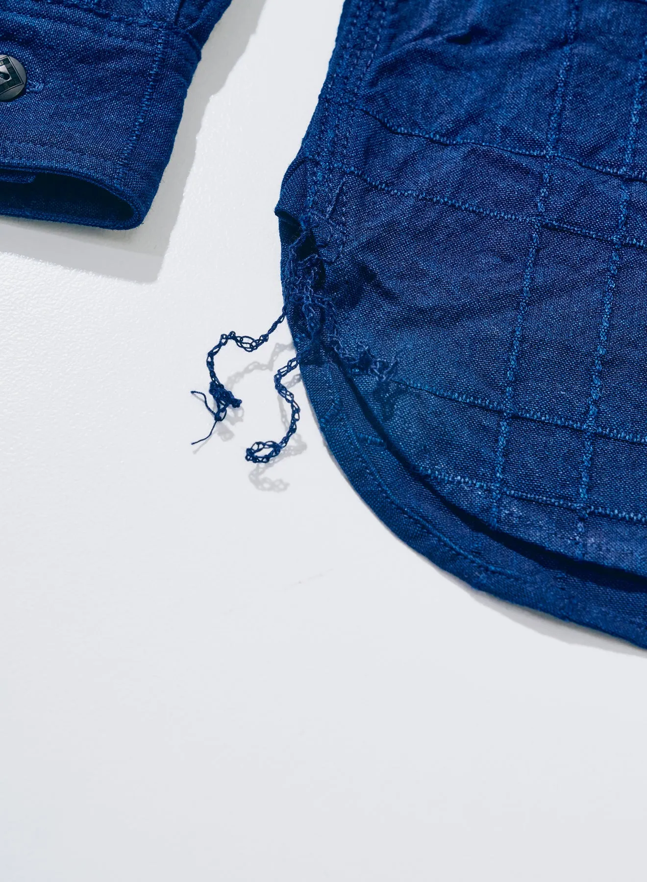 SSS26-ARS (Indigo Sashiko Lattice Dobby Work Shirt ) sold by Samurai Jeans product image thumbnail 2