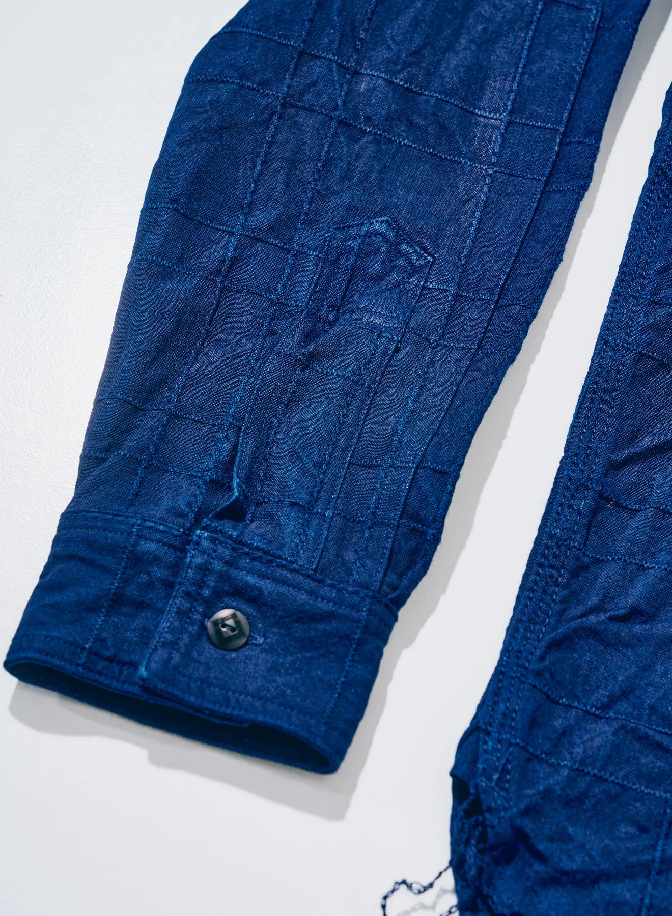 SSS26-ARS (Indigo Sashiko Lattice Dobby Work Shirt ) sold by Samurai Jeans product image thumbnail 3