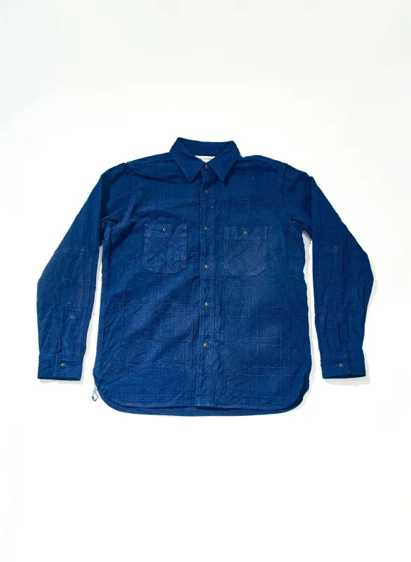 SSS26-ARS (Indigo Sashiko Lattice Dobby Work Shirt ) made by Samurai Jeans
