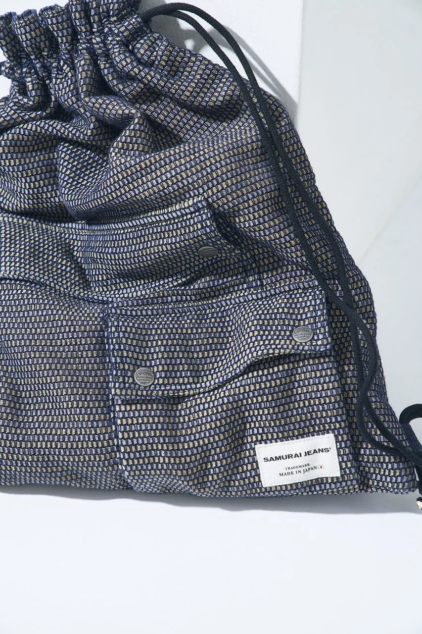 SJBP26-NRS (Noragi Sashiko Drawstring Bag) sold by Samurai Jeans product image thumbnail 2