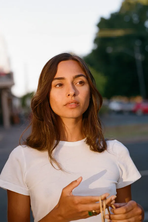 Recently in Stock - Pete White Soft Cotton T sold by Caves Collect