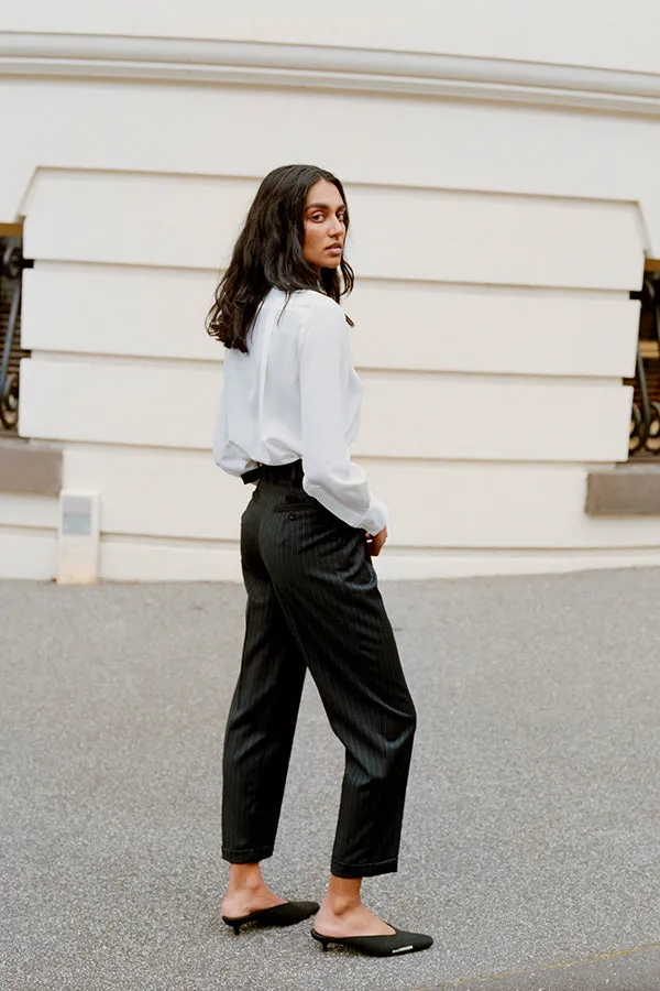 Limited Edition - Luc Italian Charcoal Pinstripe Wool Ciggie Pants sold by Caves Collect product image thumbnail 3