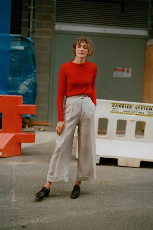 Pre-Order Ines Biscotti Linen Pants sold by Caves Collect