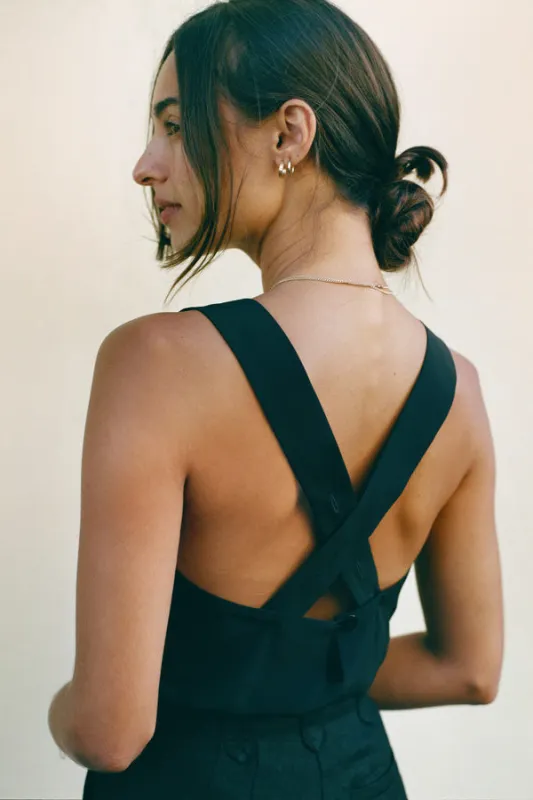Clara Black Italian Silk Top made by Caves Collect