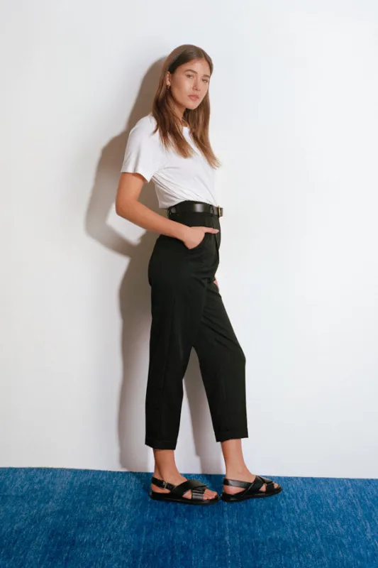 Luc Black Japanese Cotton Ciggie Pants sold by Caves Collect