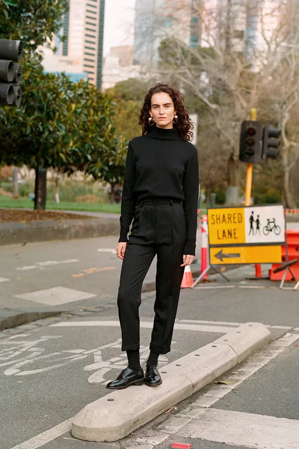 Recently Back in Stock - Luc Black Japanese Wool Twill Ciggie Pants sold by Caves Collect product image thumbnail 3