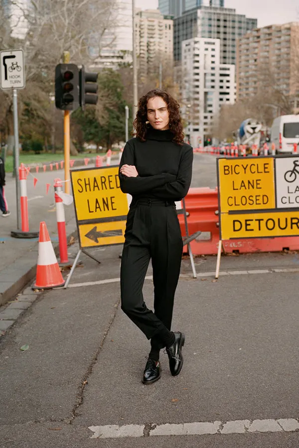 Recently Back in Stock - Luc Black Japanese Wool Twill Ciggie Pants sold by Caves Collect product image thumbnail 2