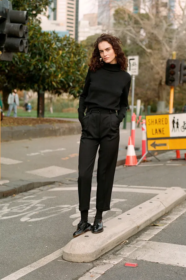 Recently Back in Stock - Luc Black Japanese Wool Twill Ciggie Pants sold by Caves Collect product image thumbnail 5