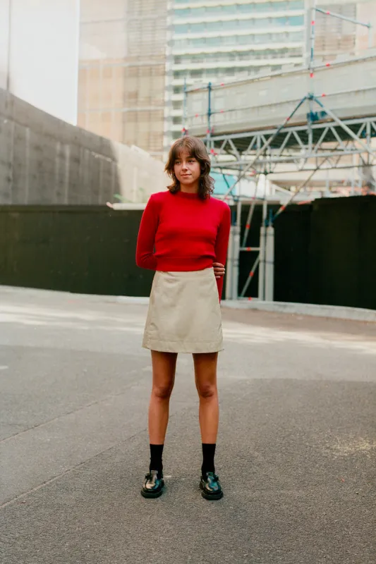 Pre-Order Gabe Almond Japanese Cotton Skirt sold by Caves Collect