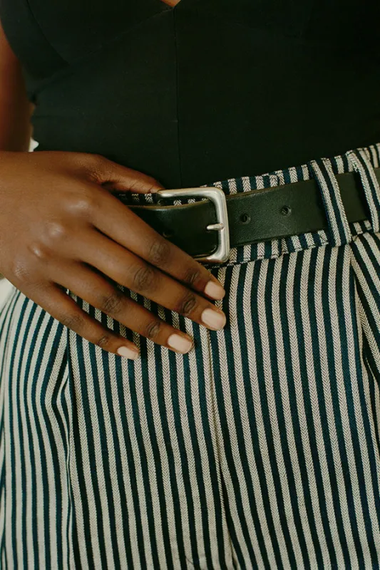 Recently Back in Stock - Abby Silver Buckle Italian Leather Belt sold by Caves Collect