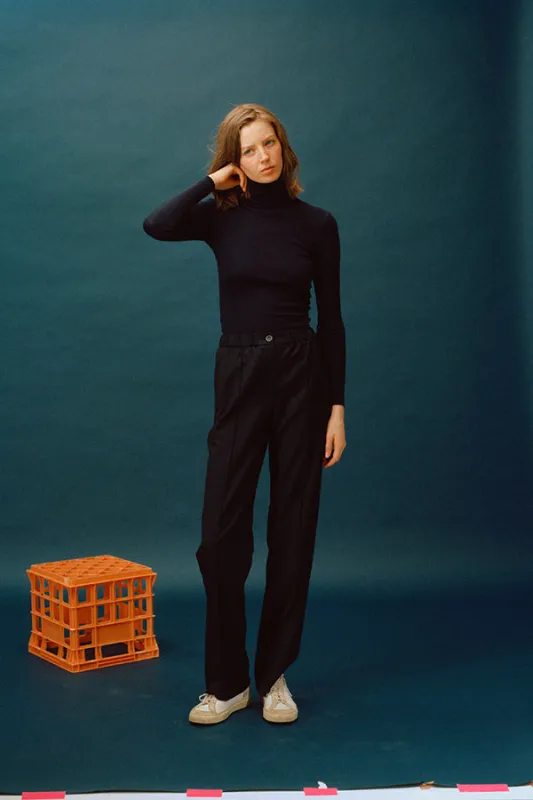 Romy Navy Wool Track Pants sold by Caves Collect