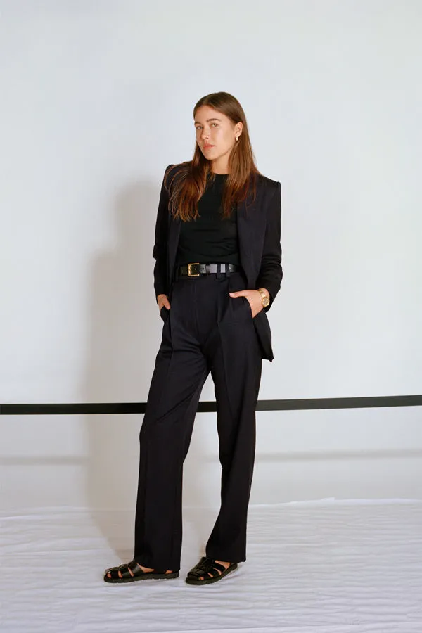 Yu Tailored Navy Japanese Twill Wool Pants sold by Caves Collect