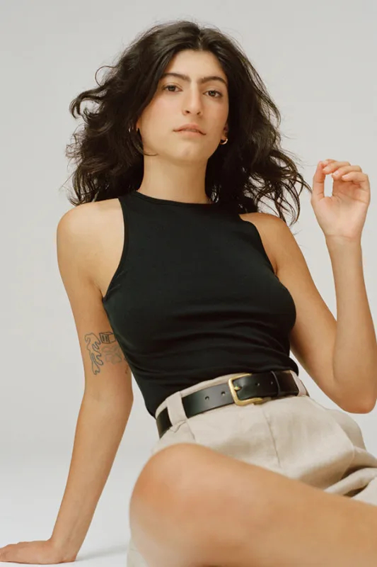 Jack Organic Black Cotton Singlet sold by Caves Collect