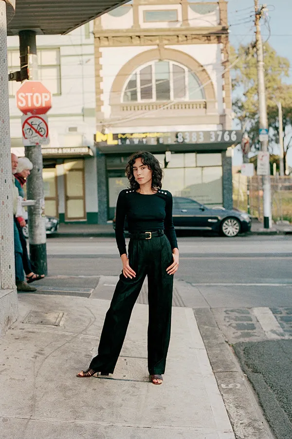 Yu Tailored Black Japanese Linen Pants sold by Caves Collect
