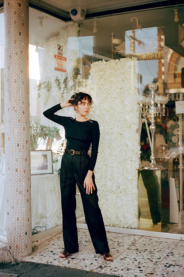 Yu Tailored Black Japanese Linen Pants sold by Caves Collect product image thumbnail 4