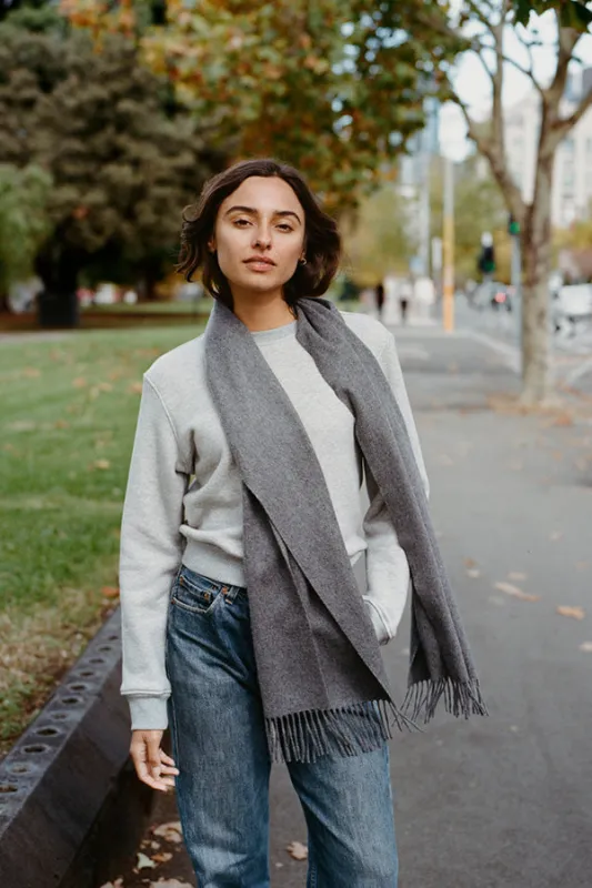 Pre-Order Lainee Italian Grey Cashmere Scarf sold by Caves Collect