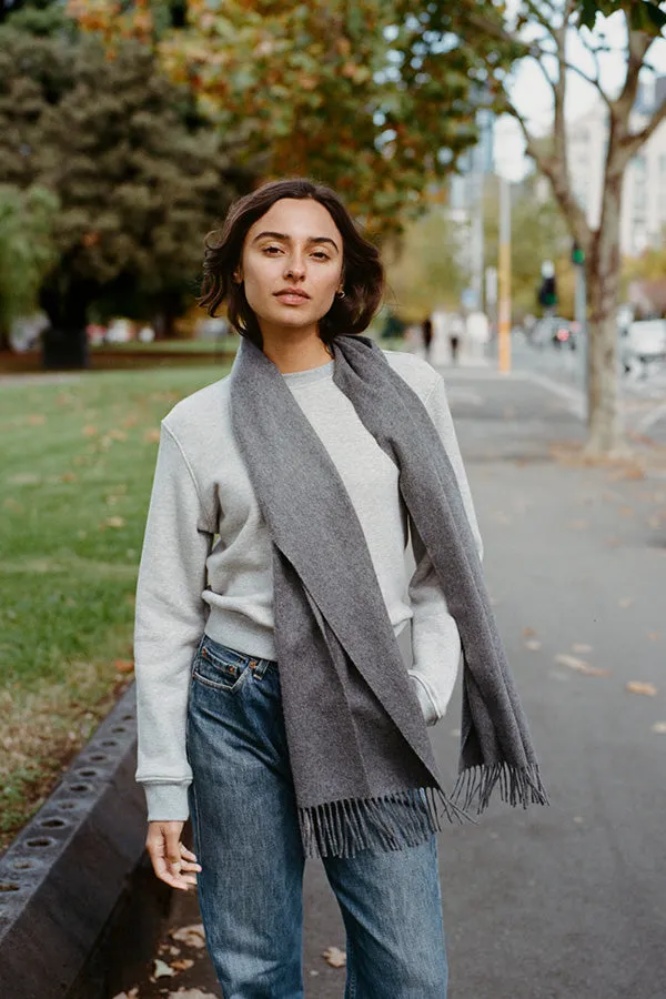 Pre-Order Lainee Italian Grey Cashmere Scarf sold by Caves Collect