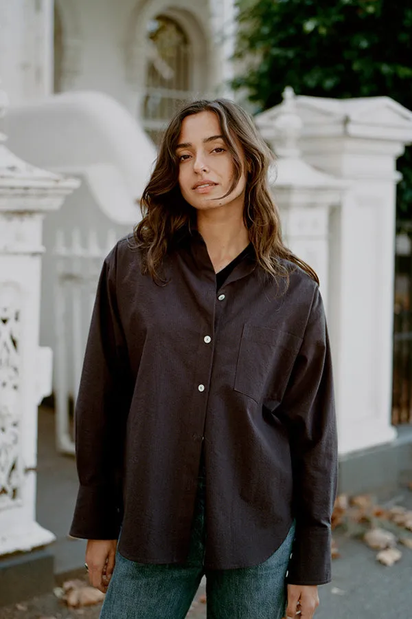 Artist Chocolate Seersucker Japanese Cotton Shirt sold by Caves Collect product image thumbnail 4