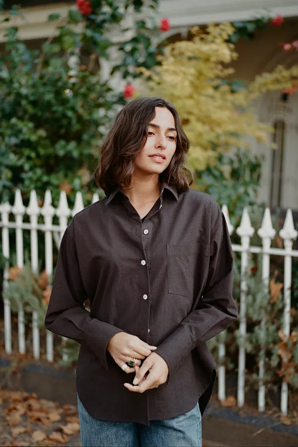 Artist Chocolate Seersucker Japanese Cotton Shirt sold by Caves Collect product image thumbnail 5