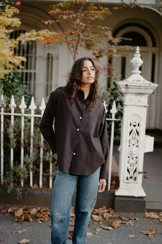 Artist Chocolate Seersucker Japanese Cotton Shirt sold by Caves Collect