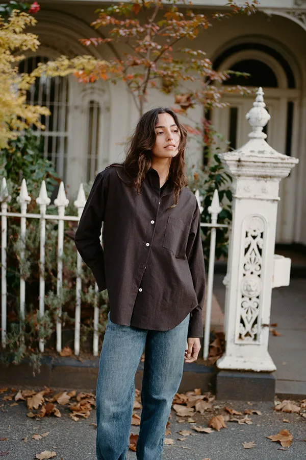 Artist Chocolate Seersucker Japanese Cotton Shirt sold by Caves Collect