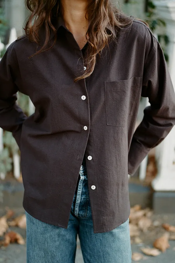 Artist Chocolate Seersucker Japanese Cotton Shirt sold by Caves Collect product image thumbnail 3
