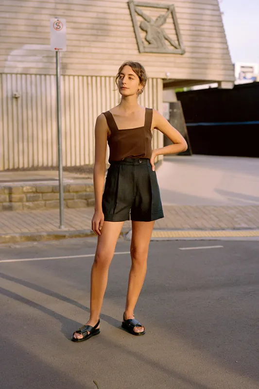 Ada Black Japanese Cotton Shorts sold by Caves Collect