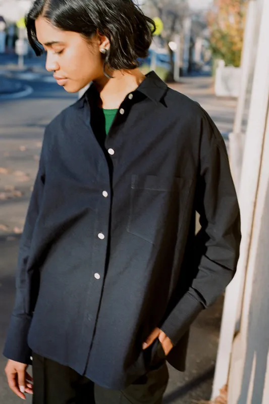 Artist Navy Seersucker Japanese Cotton Shirt sold by Caves Collect