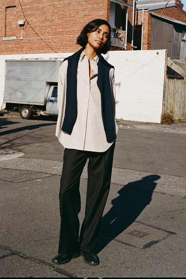 Limited Edition Agnes Italian Charcoal Pinstripe Wool Pants sold by Caves Collect product image thumbnail 4
