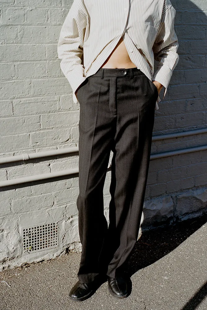 Limited Edition Agnes Italian Charcoal Pinstripe Wool Pants sold by Caves Collect product image thumbnail 3
