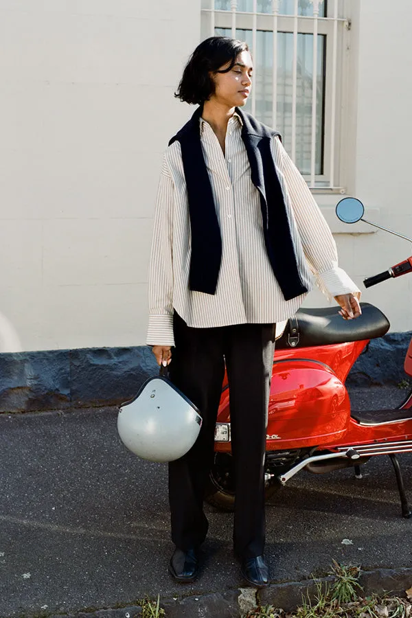 Limited Edition Agnes Italian Charcoal Pinstripe Wool Pants sold by Caves Collect product image thumbnail 5
