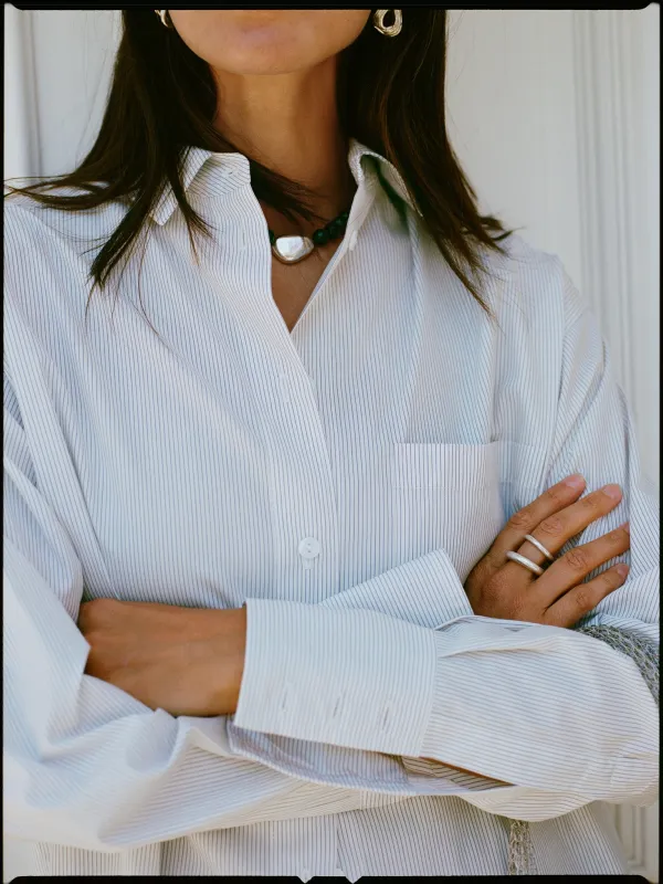 Recently in Stock - Artist Japanese White Pinstripe Cotton Shirt sold by Caves Collect