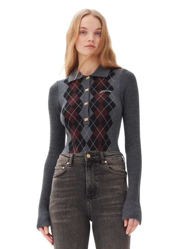 Fine Merino Jacquard Polo sold by Danali