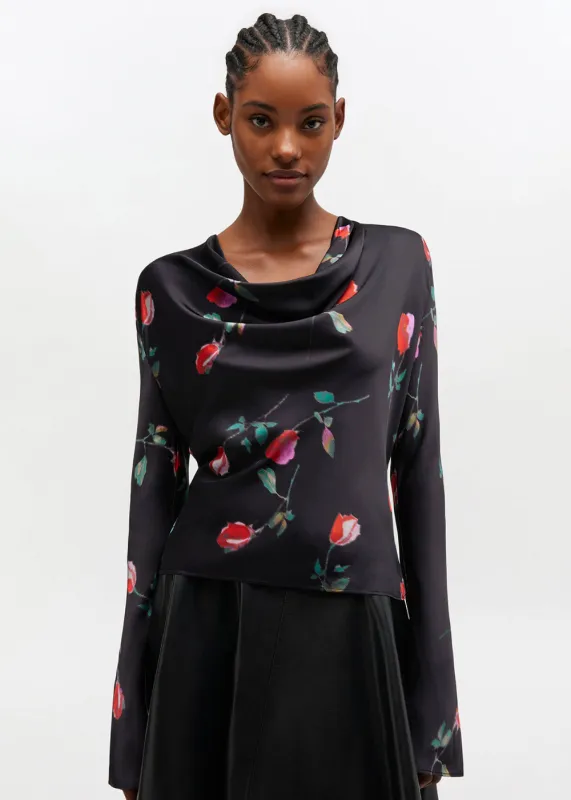 Printed Stretch Satin Blouse made by Ganni