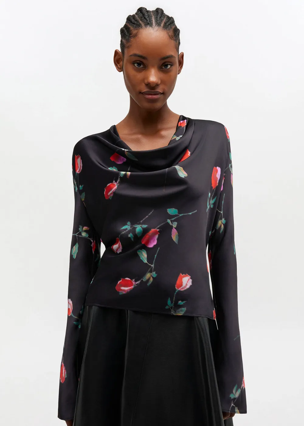 Printed Stretch Satin Blouse sold by Danali