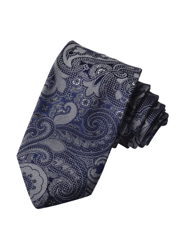 100% Italian Silk, Woven Jacquard Oxford Weave Paisley Tie made by Danali