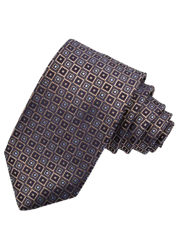 100% Italian Silk, Woven Jacquard Cubic Medallion Neat Tie made by Danali