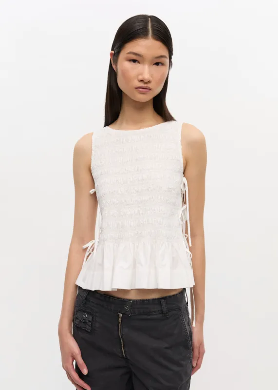 Cotton Poplin Smock Tie String Top made by Ganni