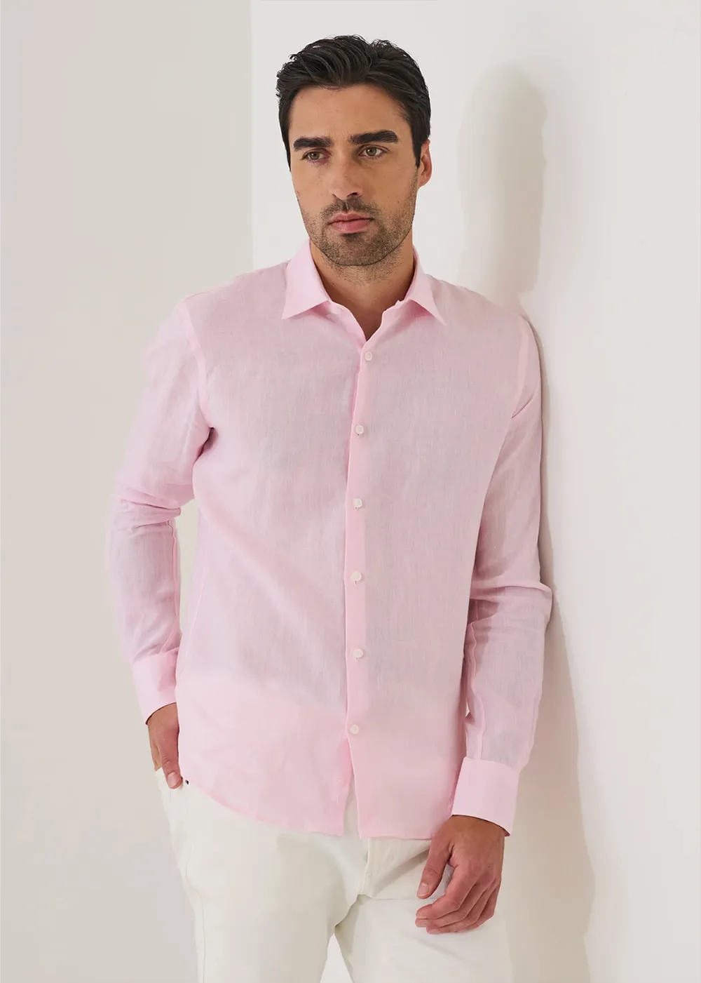 Linen Chambray Point Collar Sport Shirt sold by Danali product image thumbnail 4