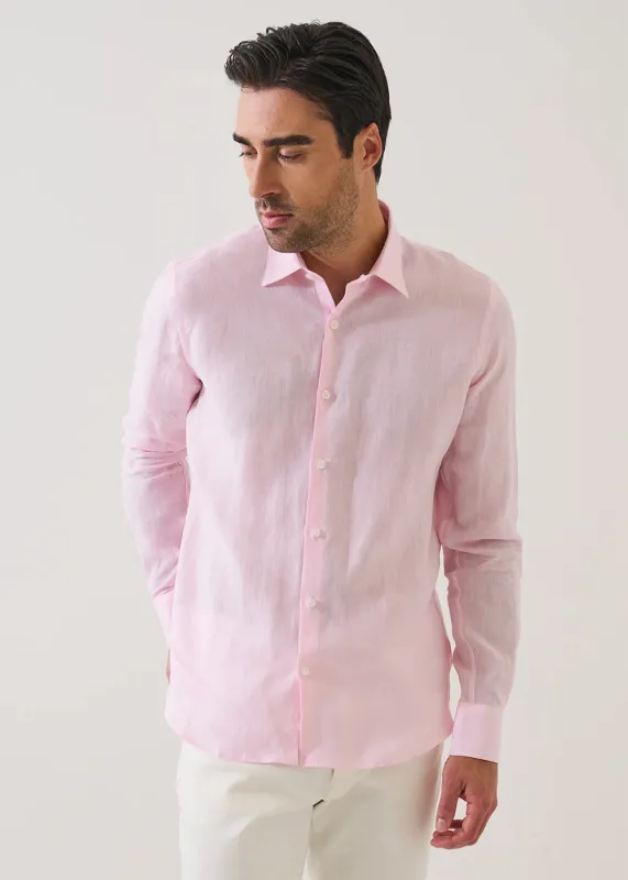 Linen Chambray Point Collar Sport Shirt made by Patrick Assaraf